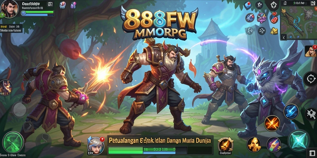 Tangkapan layar gameplay <strong>888FW</strong> menunjukkan pertempuran epik di dunia MMORPG.