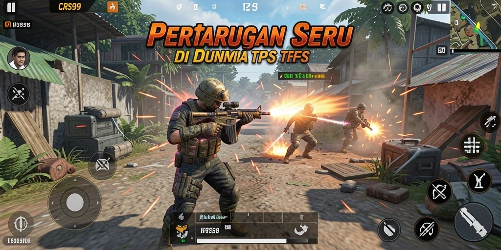Tangkapan layar gameplay CRS99 yang menampilkan aksi menembak yang mendebarkan.