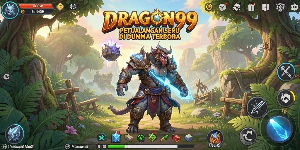Screenshot gameplay <strong>DRAGON99</strong> menunjukkan keindahan dunia terbuka yang luas.