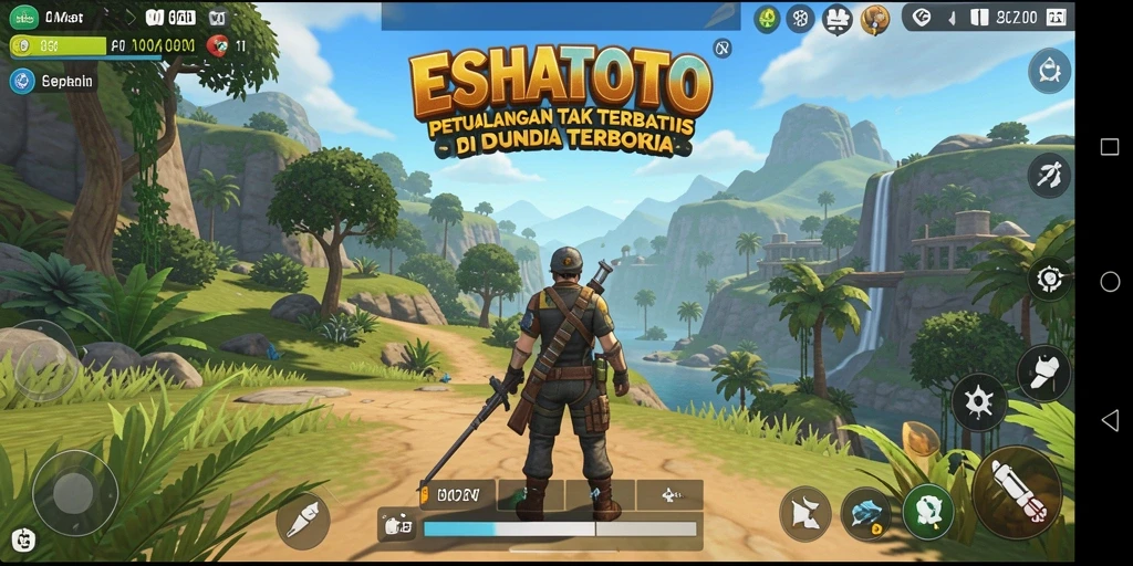 Screenshot dari gameplay ESHATOTO menunjukkan petualangan mendebarkan di dunia terbuka.