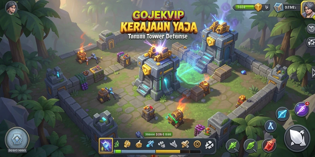 Tampilan gameplay intens saat membangun menara di GOJEKVIP.