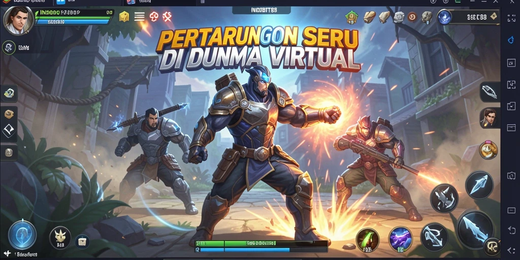 Tampilan pertarungan intens di INDOBIT88 dengan karakter yang menarik.