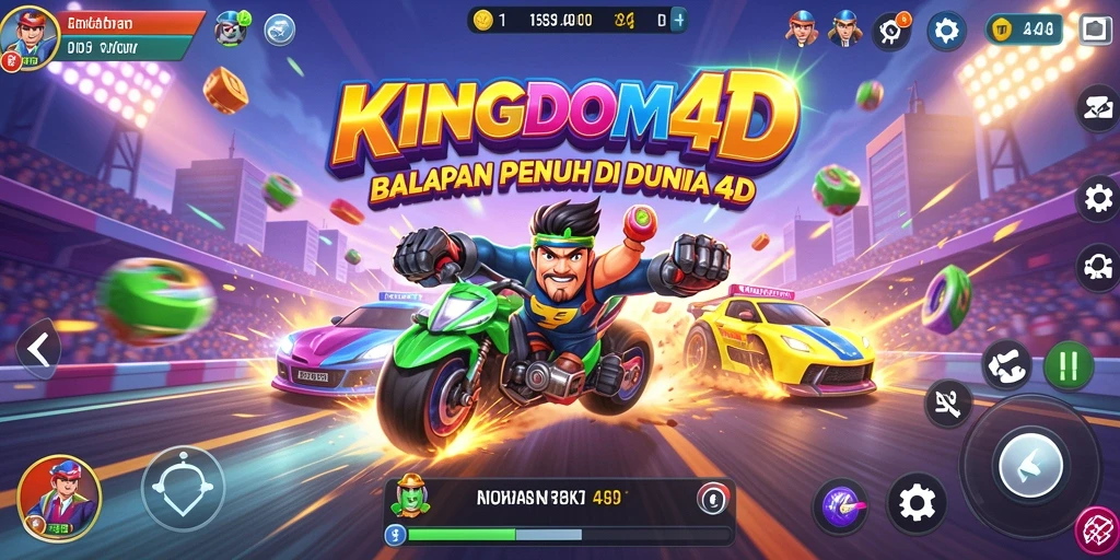 Screenshot KINGDOM4D menampilkan balapan mendebarkan di trek 4D.