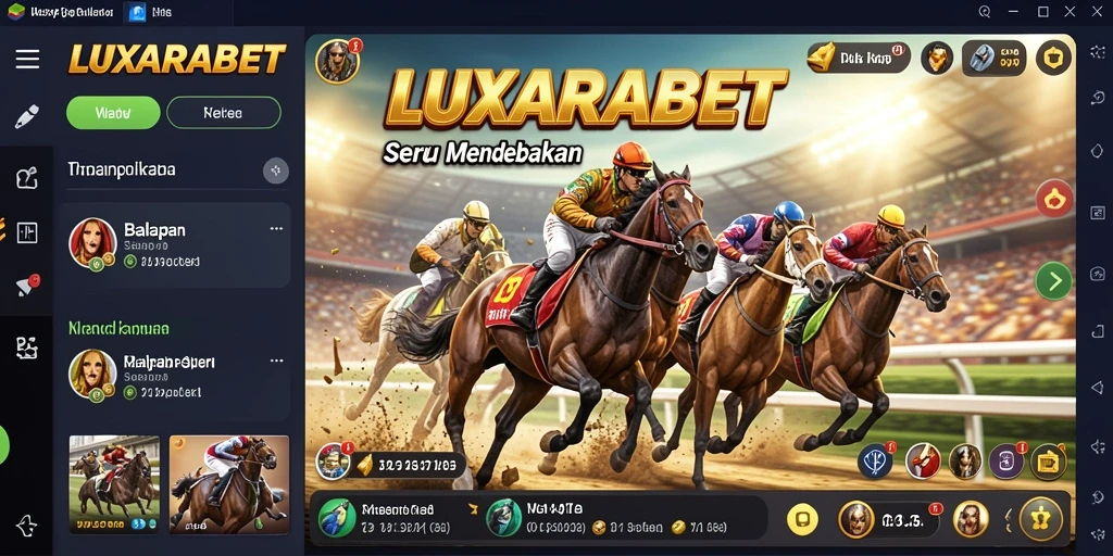 Tampilan gameplay seru LUXARABET dengan aksi balapan yang mendebarkan.