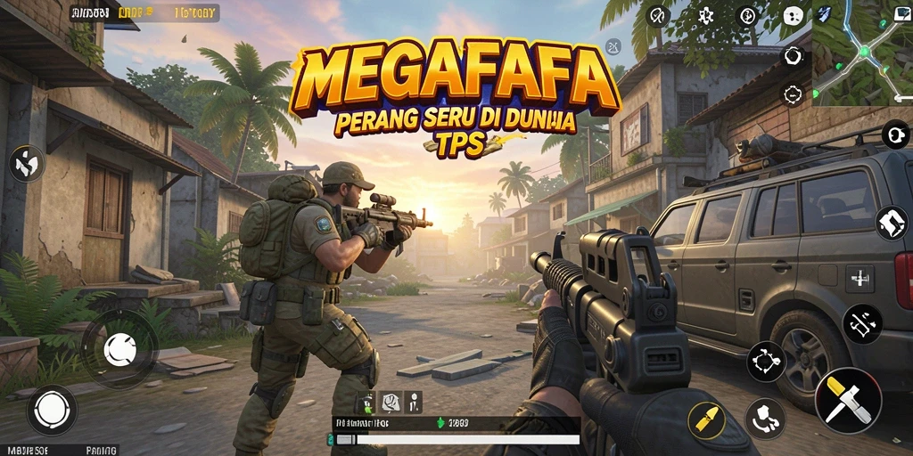 Tampilan gameplay seru dalam MEGAFAFA, menampilkan pertempuran intens TPS.