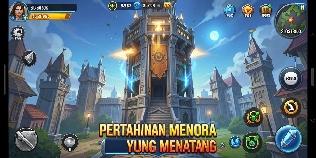 Tampilan gameplay Tower Defense yang mendebarkan dan penuh strategi.
